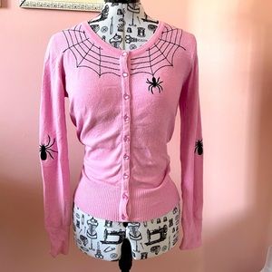 Hell Bunny spiderweb cardigan pink pastel goth